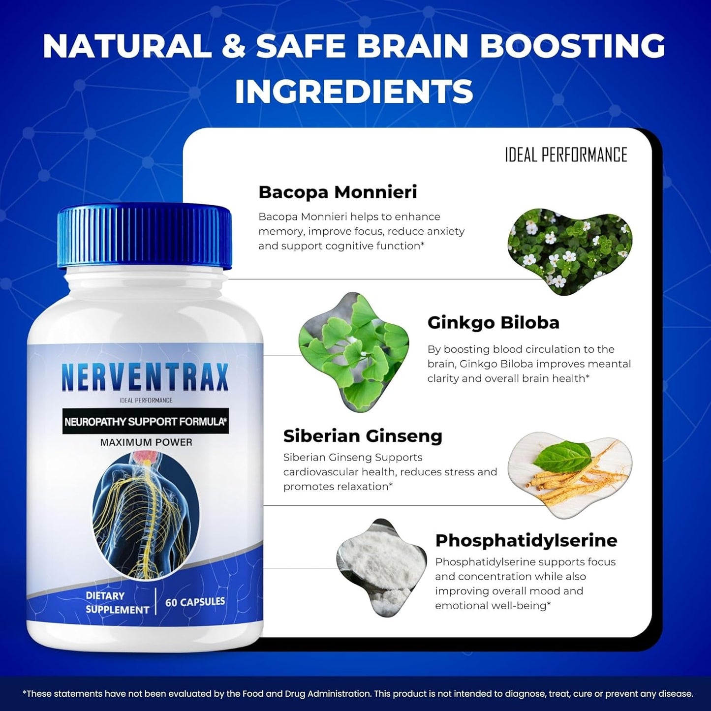Nerventrax Brain Supplements for Memory and Focus - Advanced Formula for Maximum Brain Health Support - All Natural Pills - 5 Pack