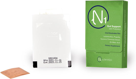 NerveSpa Gut Support Probiotic Oral Dissolvable Film - Improve Digestion, Enhance Nutrient Absorption - 10 Films