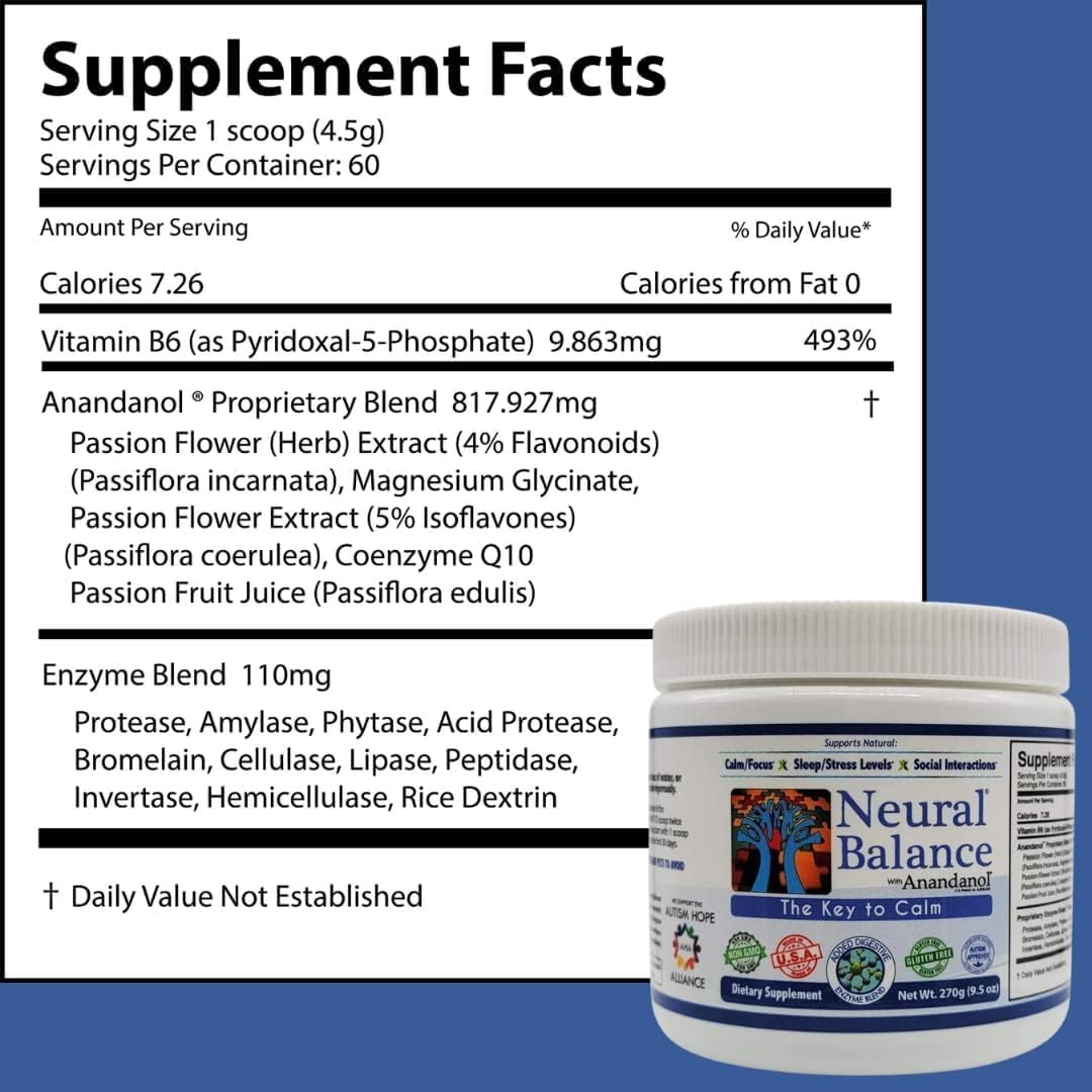 Neural Balance Anandanol Powder with Digestive Enzyme Blend and Shaker - Enhanced Formula for Wellness