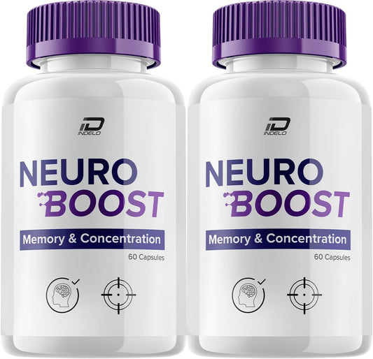Neuro Boost Focus Supplement - Memory, Focus, Cognitive Support - Nootropic Booster Pills - 2 Pack, 120 Capsules