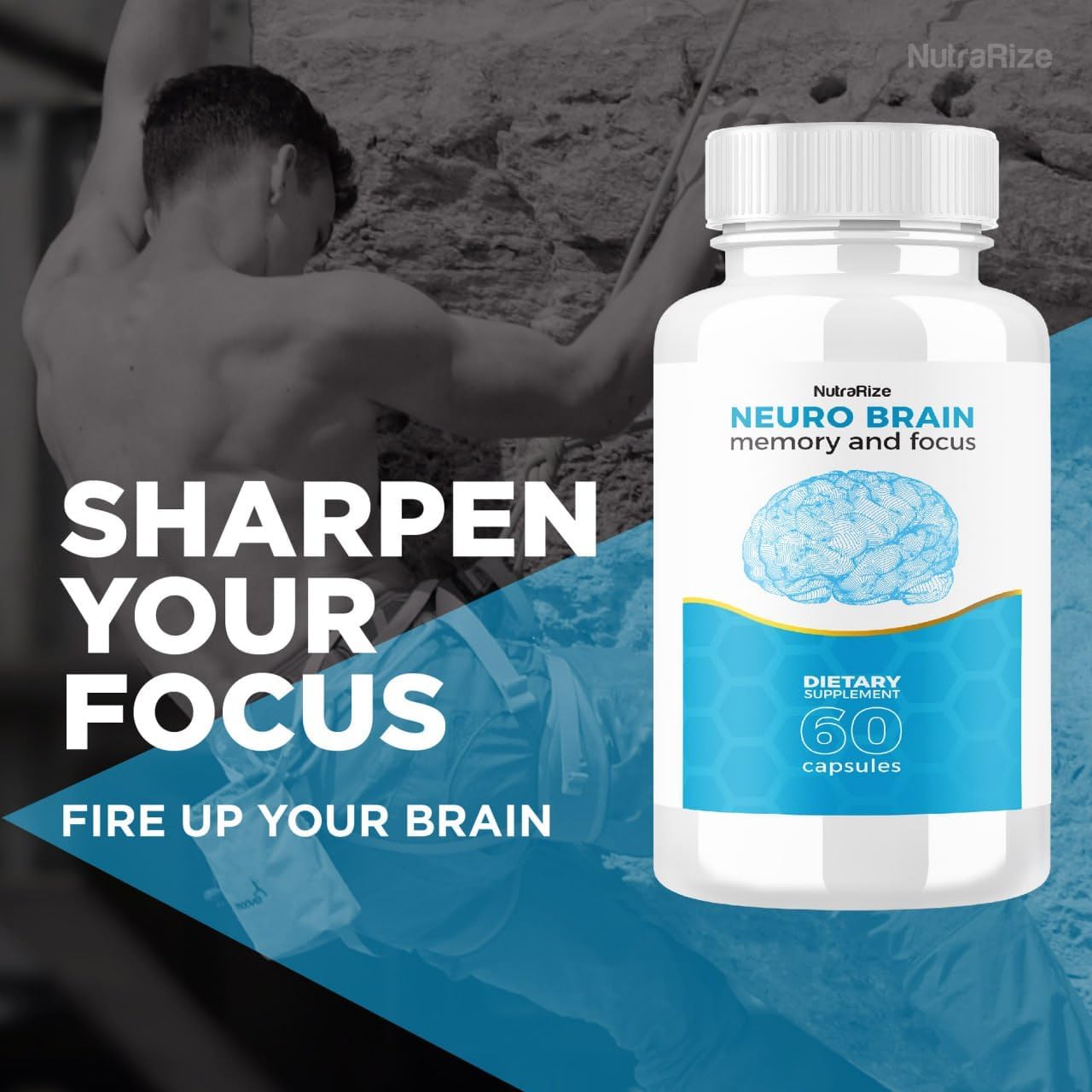 Neuro Brain Cognitive Capsules for Memory and Focus - NutraRize NeuroBrain Dietary Supplement (60 Capsules)