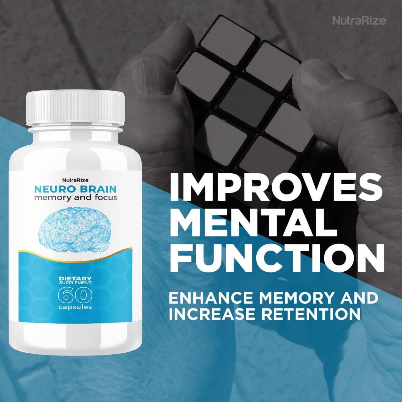Neuro Brain Cognitive Capsules for Memory and Focus - NutraRize NeuroBrain Dietary Supplement (60 Capsules)
