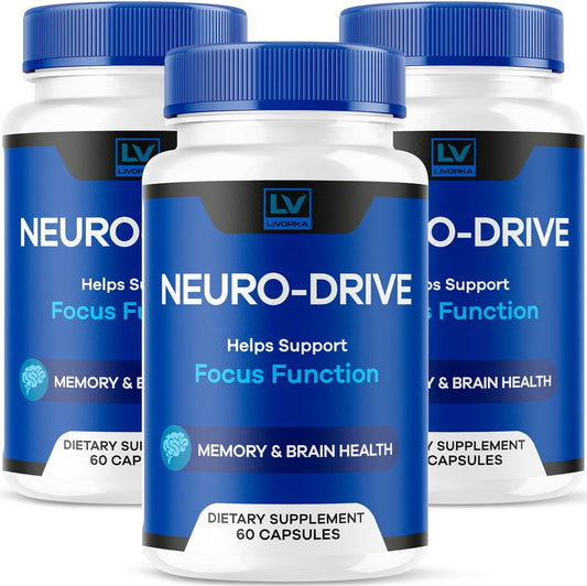 Neuro Drive Capsules (3 Pack) - Advanced Brain Formula, All Natural Reviews - 180 Capsules for 3 Months of Cognitive Support