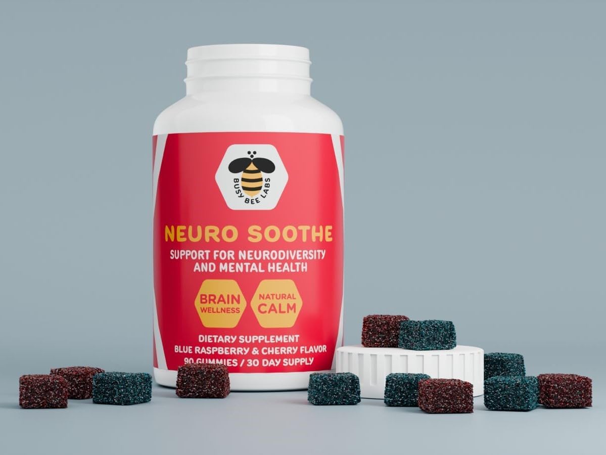 Neuro Soothe Gummies - Neurodiversity & Mental Health Support, Brain Wellness & Calm, Blue Raspberry & Cherry, 90 Gummies