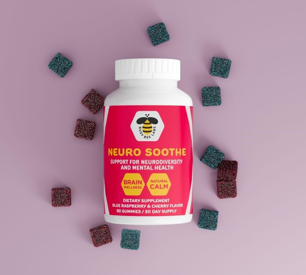 Neuro Soothe Gummies - Neurodiversity & Mental Health Support, Brain Wellness & Calm, Blue Raspberry & Cherry, 90 Gummies