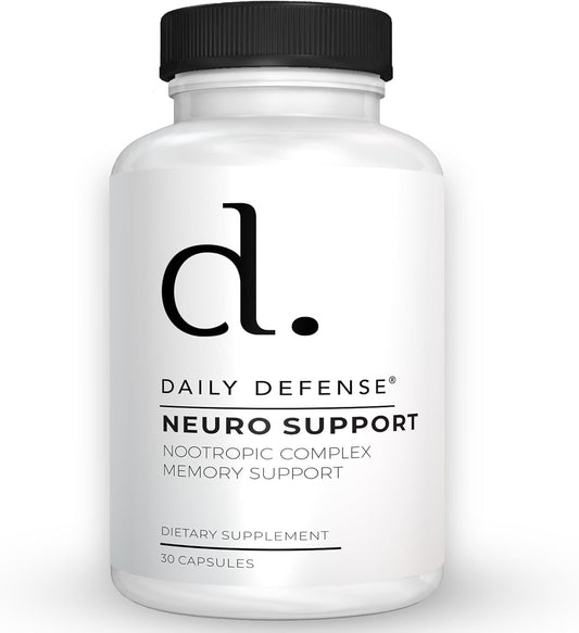 Neuro Support Nootropic Brain Supplement - 30 Capsules for Focus & Memory with Bacopa, Huperzia, St. John's Wort & Ginkgo Biloba - Daily Defense