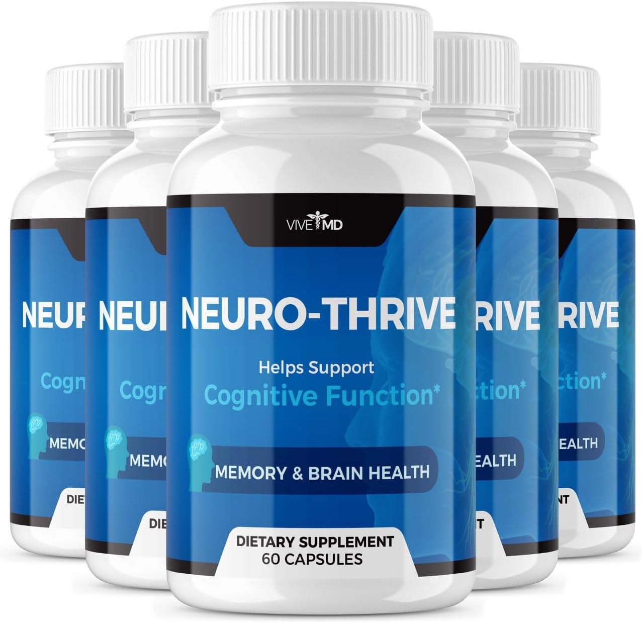 Neuro Thrive Brain Supplement - Official Formula with PQQ, Ginkgo Biloba, and Siberian Ginseng Extract - 5 Pack
