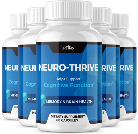 Neuro Thrive Brain Supplement - Official Formula with PQQ, Ginkgo Biloba, and Siberian Ginseng Extract - 5 Pack