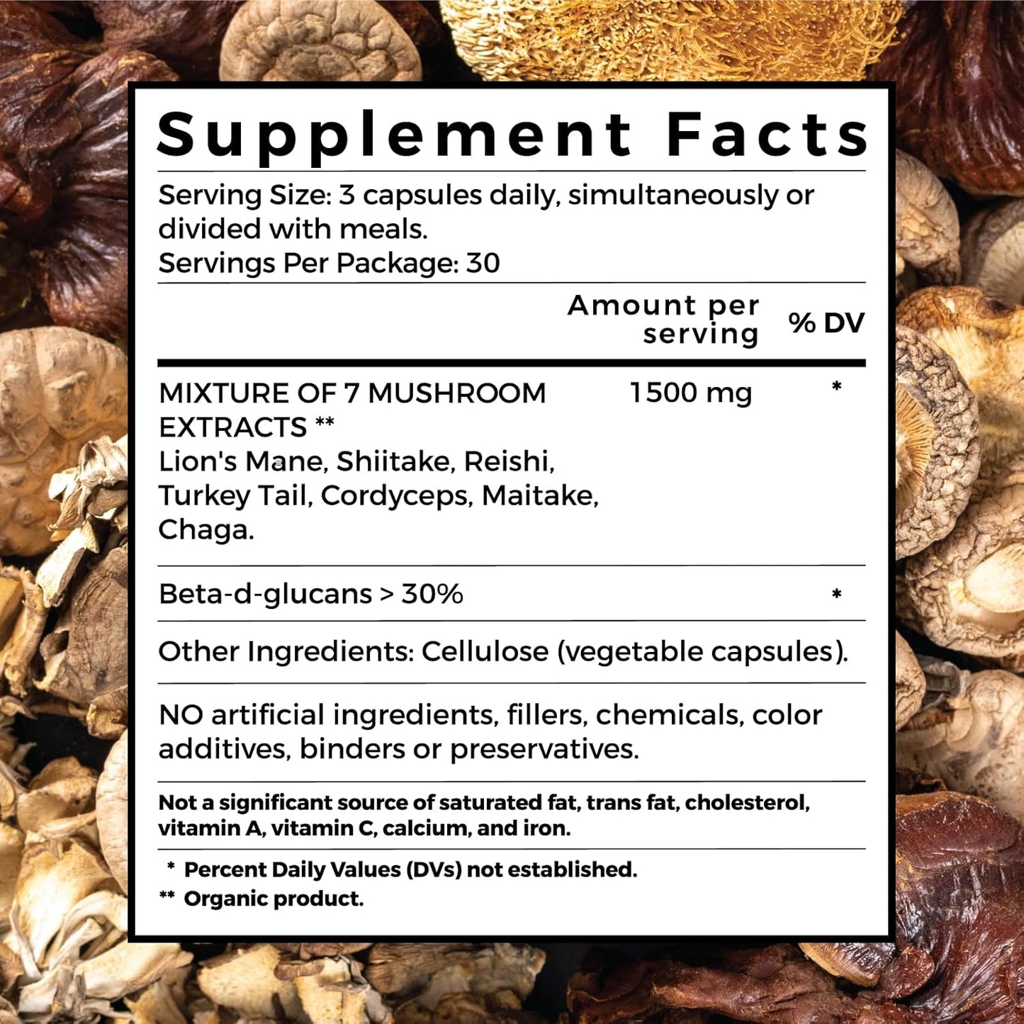 Neuro Vital7 Mushroom Extract Supplement for Focus, Energy & Mental Performance - 90 Veggie Capsules