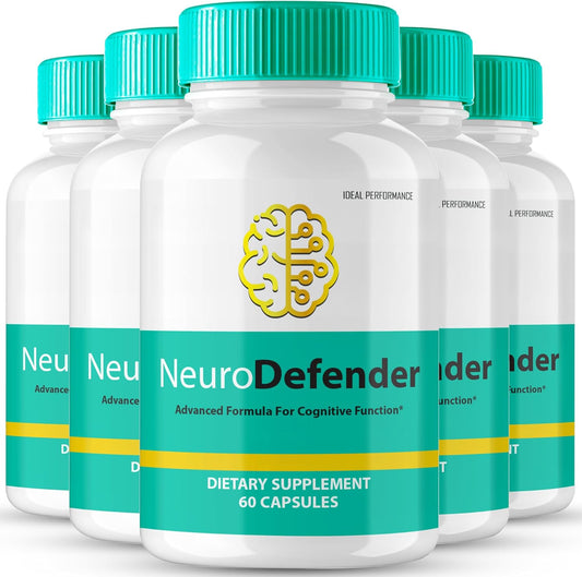 NeuroDefender Brain Supplements for Memory and Focus - Advanced Formula for Brain Health Support - All Natural Nootropics - 5 Pack