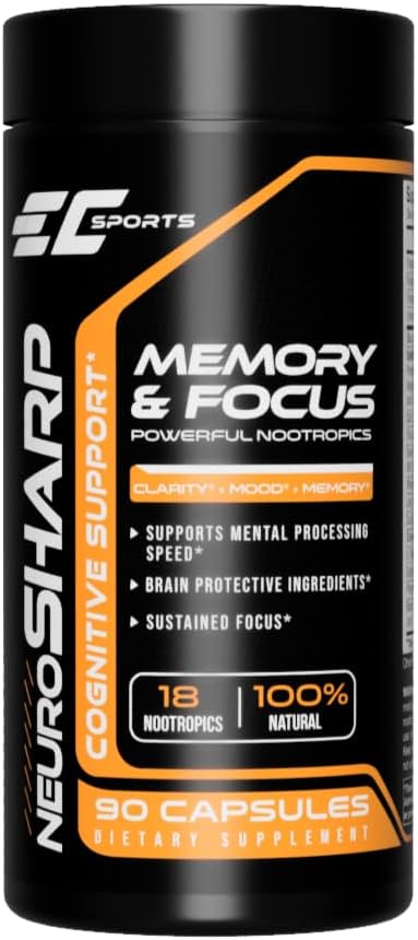 NeuroSharp Nootropic Supplement for Focus and Energy - 90 Capsules with 18 Powerful Ingredients for Memory and Cognitive Support