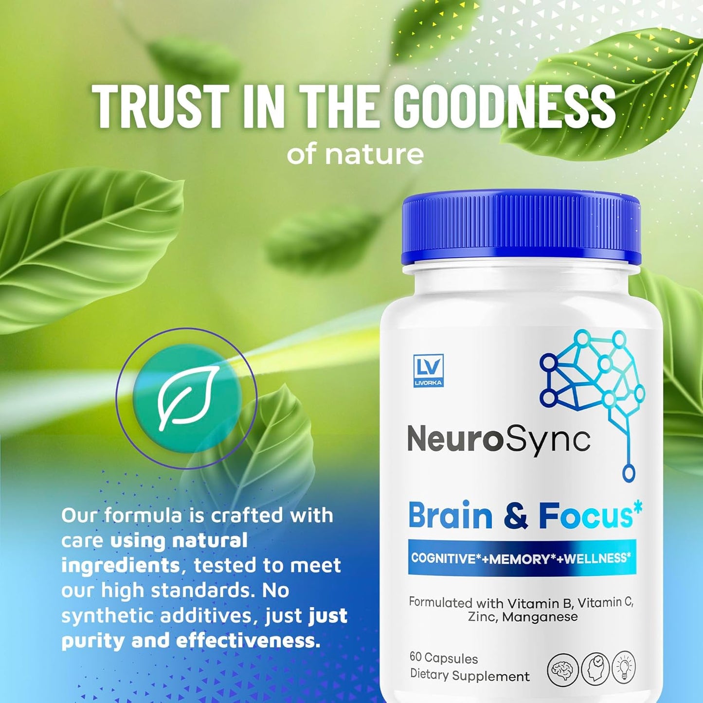 NeuroSync Brain Capsules (2 Pack) - Advanced Formula for Focus & Clarity with 120 Capsules