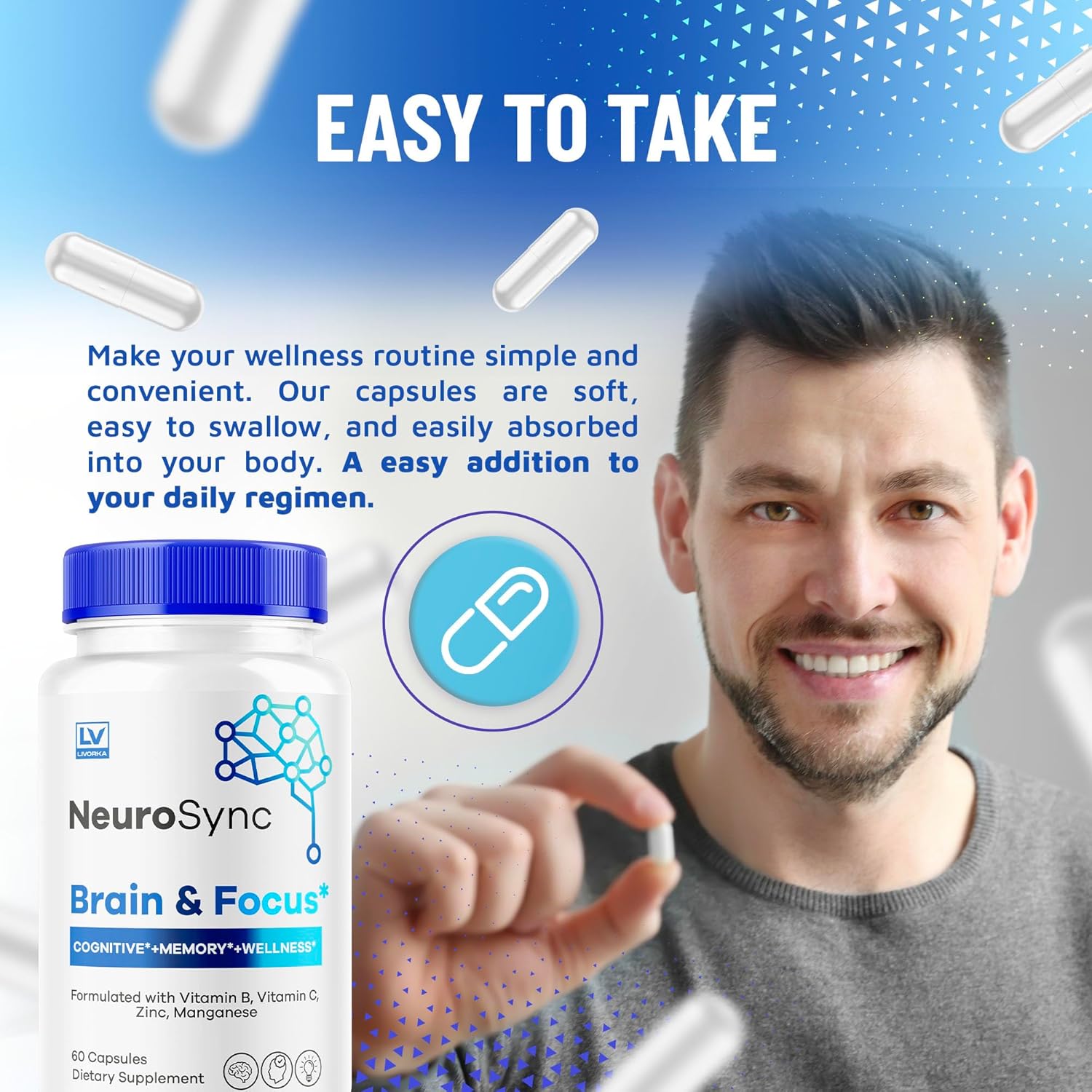 NeuroSync Brain Capsules (2 Pack) - Advanced Formula for Focus & Clarity with 120 Capsules