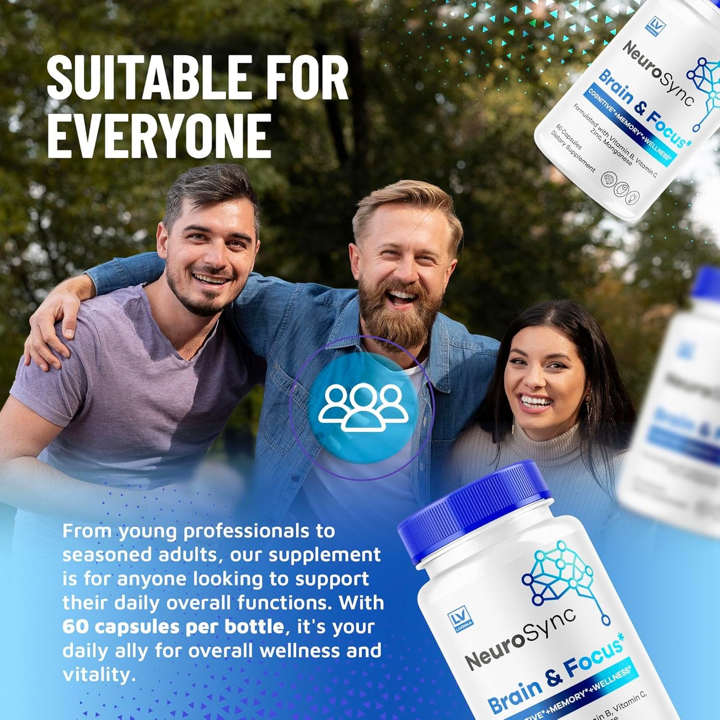 NeuroSync Brain Capsules (2 Pack) - Advanced Formula for Focus & Clarity with 120 Capsules