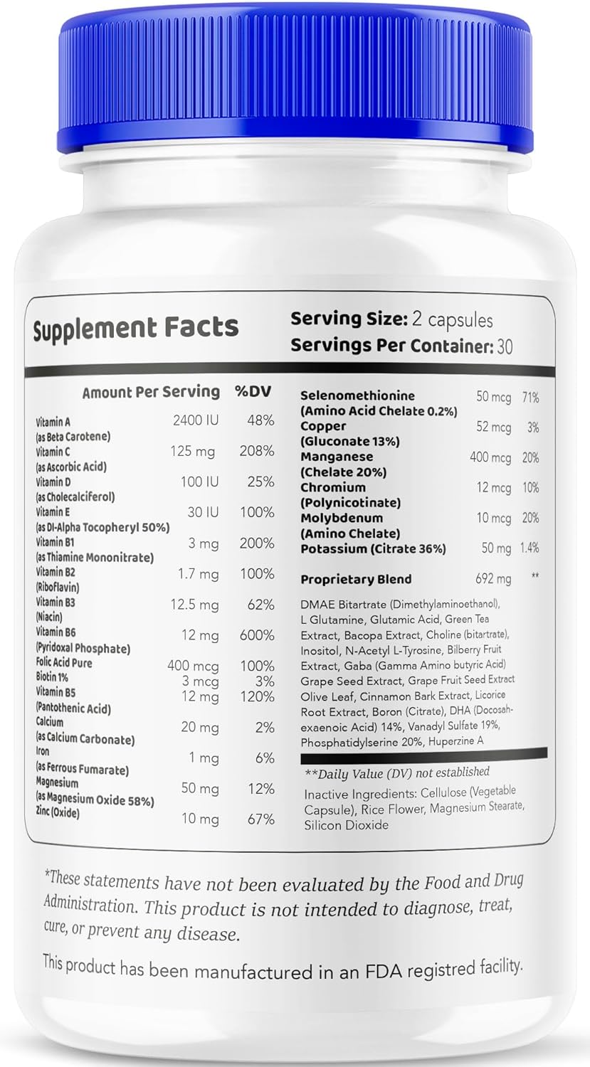 NeuroSync Brain Capsules (2 Pack) - Advanced Formula for Focus & Clarity with 120 Capsules