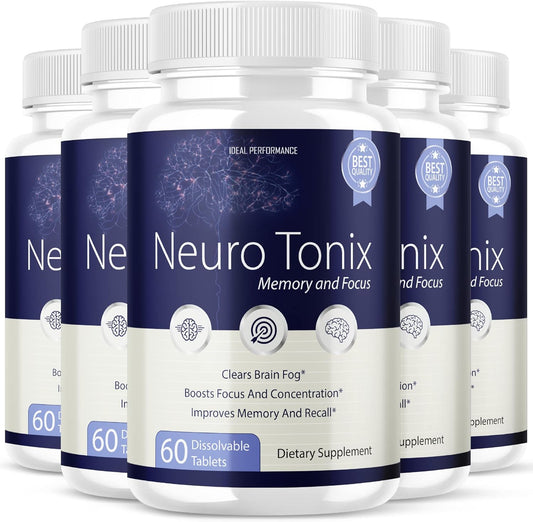 Neurotonix Memory Supplement (5 Pack) for Focus and Memory - Advanced Formula with 300 Capsules