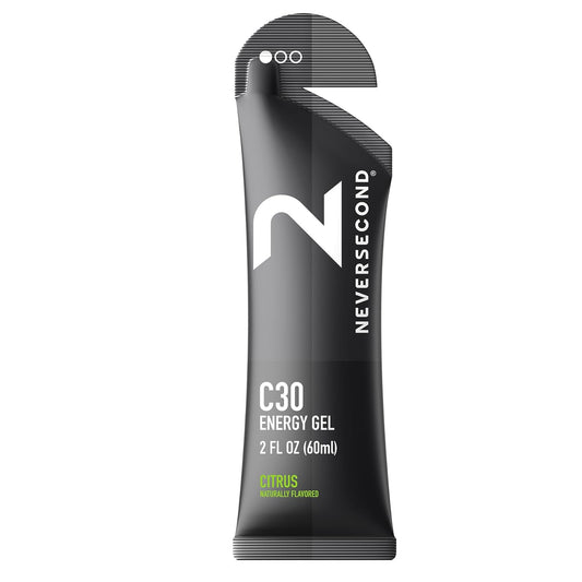 Neversecond C30 Energy Gel - Citrus Flavor, 12-Pack for Triathlons, Ironman, Cycling & Marathons - Performance Nutrition & Hydration