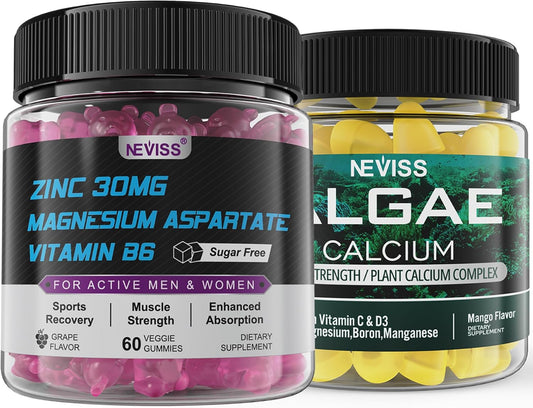 NEVISS Algae Calcium Gummies: Zinc and Magnesium Supplement