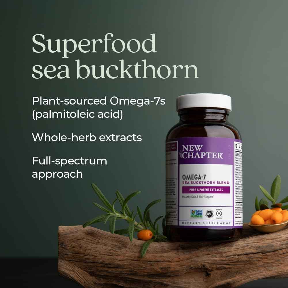 New Chapter Supercritical Omega 7 with Sea Buckthorn + Plant Sourced Fatty Acids + Omega 7 + Non-GMO Ingredients - 60 Vegetarian Capsule