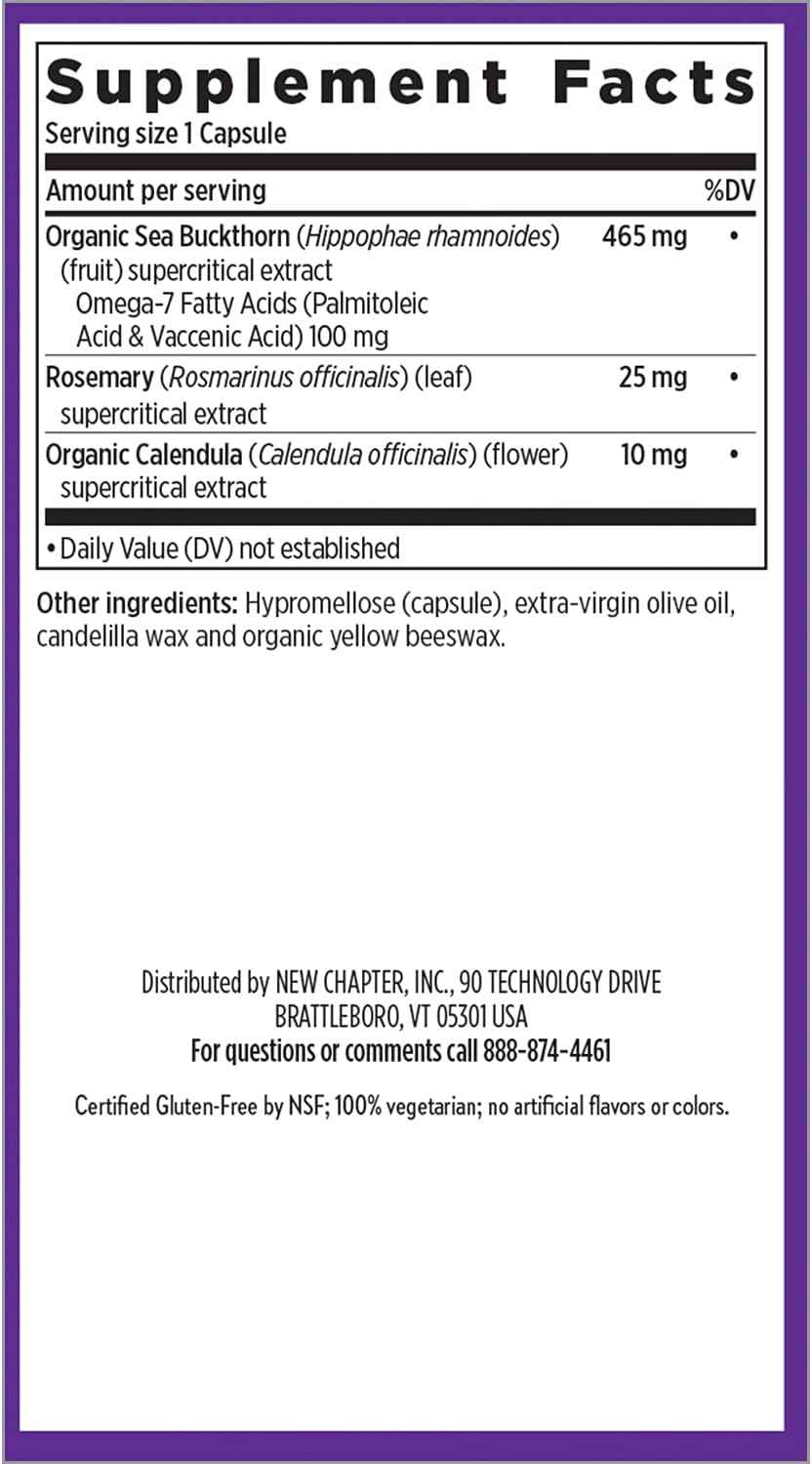 New Chapter Supercritical Omega 7 with Sea Buckthorn + Plant Sourced Fatty Acids + Omega 7 + Non-GMO Ingredients - 60 Vegetarian Capsule