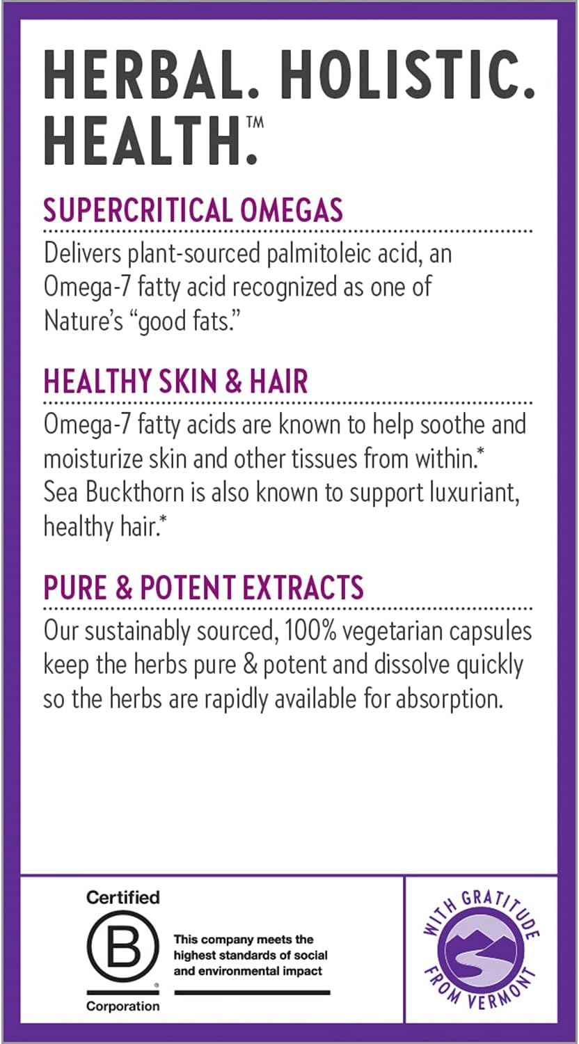 New Chapter Supercritical Omega 7 with Sea Buckthorn + Plant Sourced Fatty Acids + Omega 7 + Non-GMO Ingredients - 60 Vegetarian Capsule