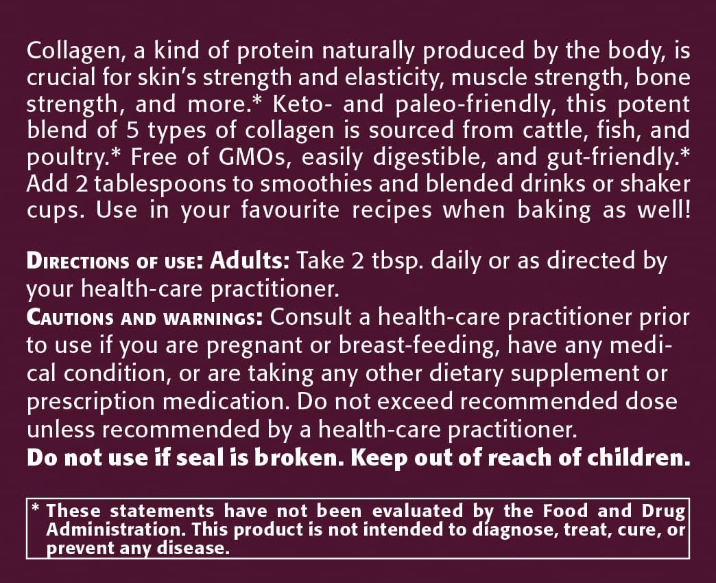 New Roots Herbal Multi 5 Collagen Powder Supplement - Types I, II, III, V, X - Hydrolyzed, Dairy & Gluten Free - 12g per Serving - 7.05 oz