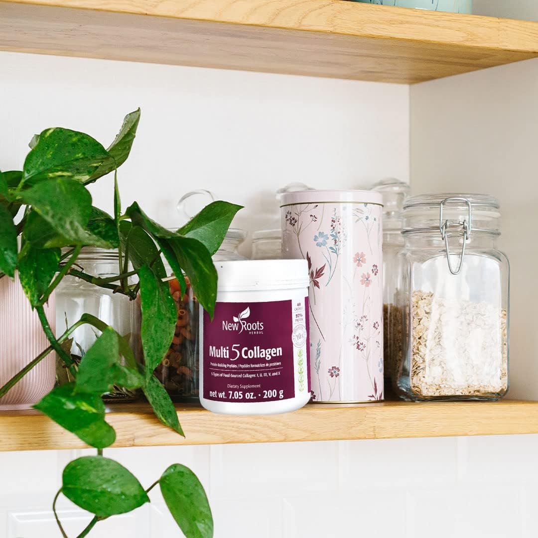 New Roots Herbal Multi 5 Collagen Powder Supplement - Types I, II, III, V, X - Hydrolyzed, Dairy & Gluten Free - 12g per Serving - 7.05 oz