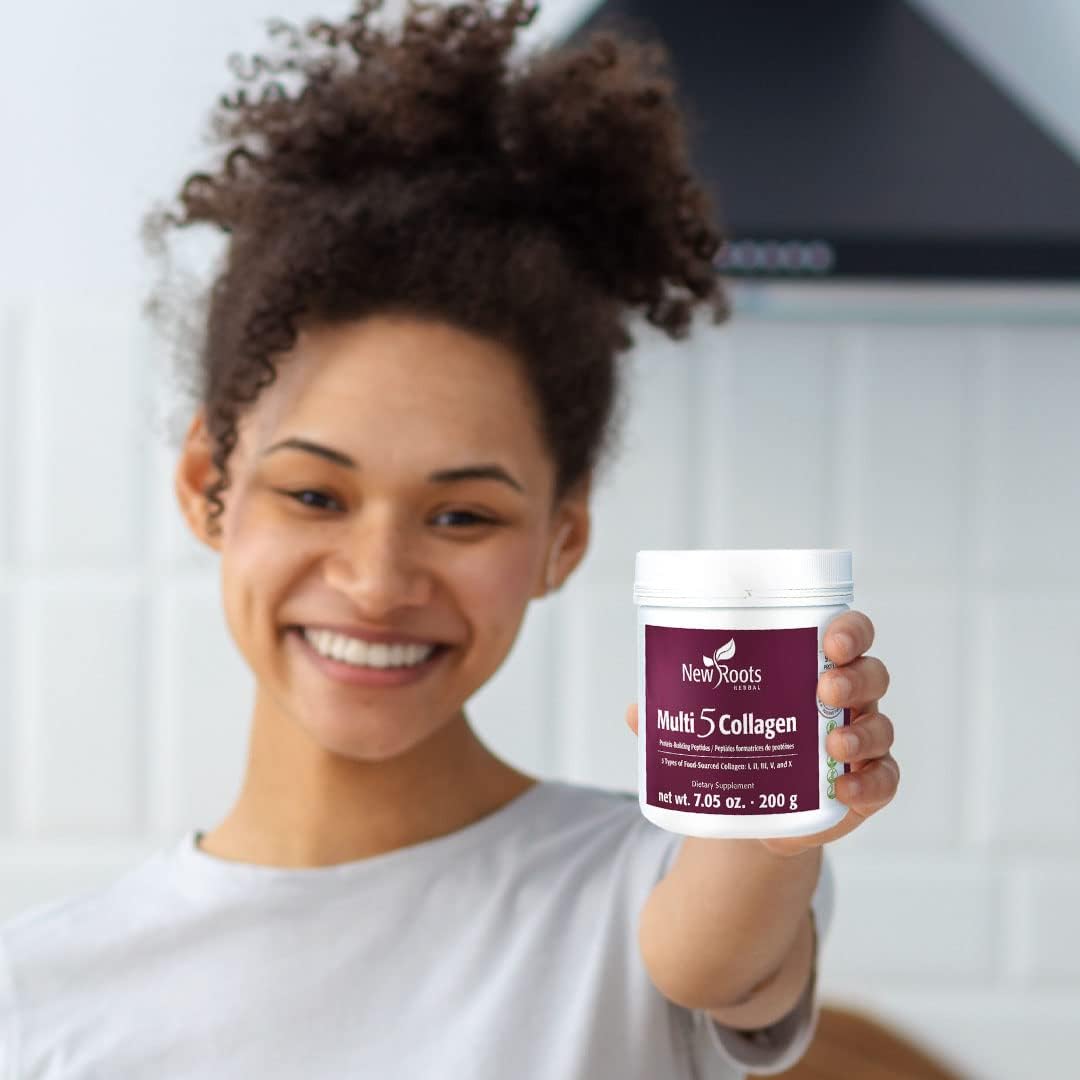 New Roots Herbal Multi 5 Collagen Powder Supplement - Types I, II, III, V, X - Hydrolyzed, Dairy & Gluten Free - 12g per Serving - 7.05 oz