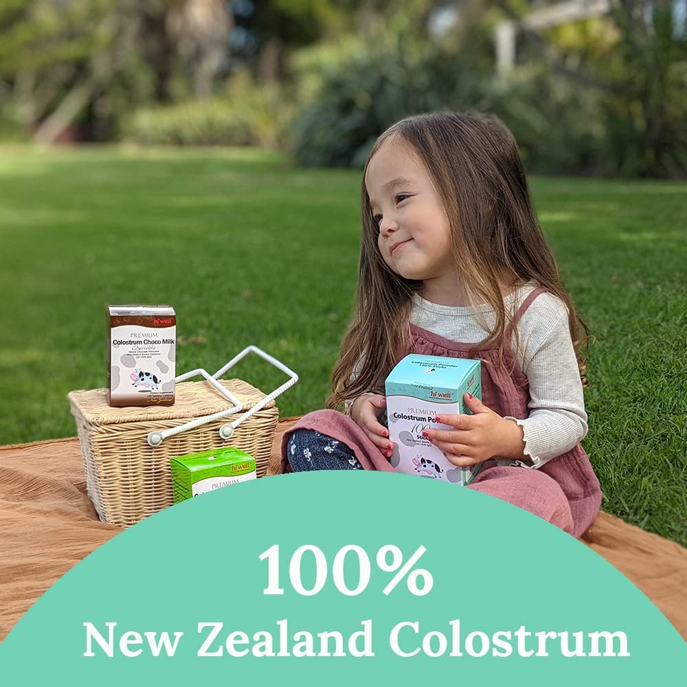 New Zealand Hi Well Premium Grass-Fed Colostrum Powder 2g 30 Sticks - Pack of 2, Pure & Natural