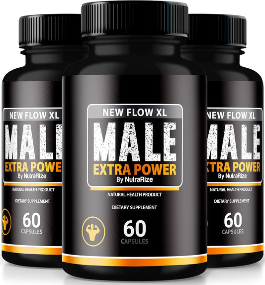 NewFlow XL Capsules for Men - 3 Pack, All Natural Formula for Muscle Mass & Performance - Official Reviews (180 Capsules)