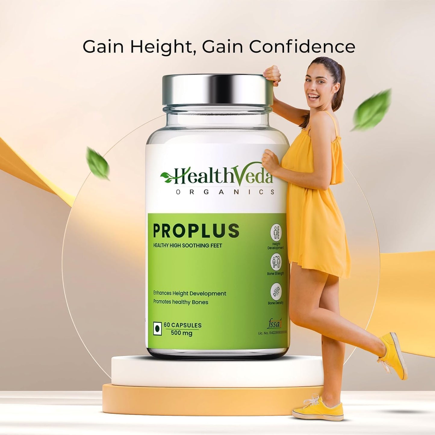 NH Organics ProPlus 500mg Capsules for Bone Strength - 60 Veg Capsules for Men & Women