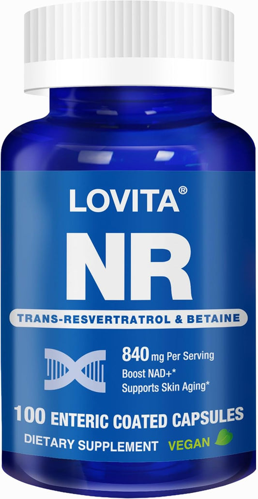 Nicotinamide Riboside 840mg with Trans-Resveratrol and Betaine for Healthy Aging - 100 Vegan Enteric-Coated Capsules