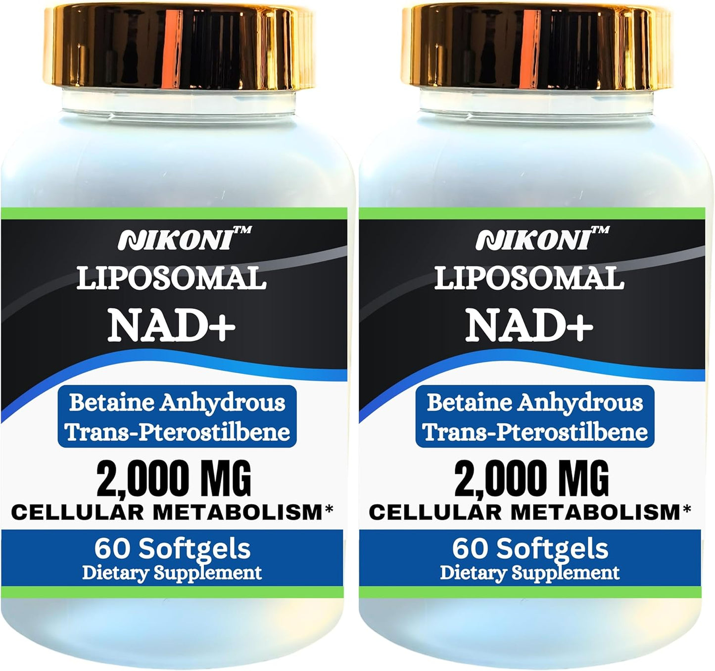 Nikoni Liposomal NAD+ 2000 mg Softgels with TMG and Pterostilbene for Healthy Aging