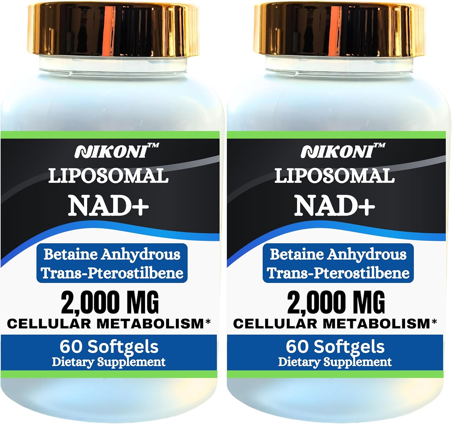 Nikoni Liposomal NAD+ 2000 mg Softgels with TMG and Pterostilbene for Healthy Aging