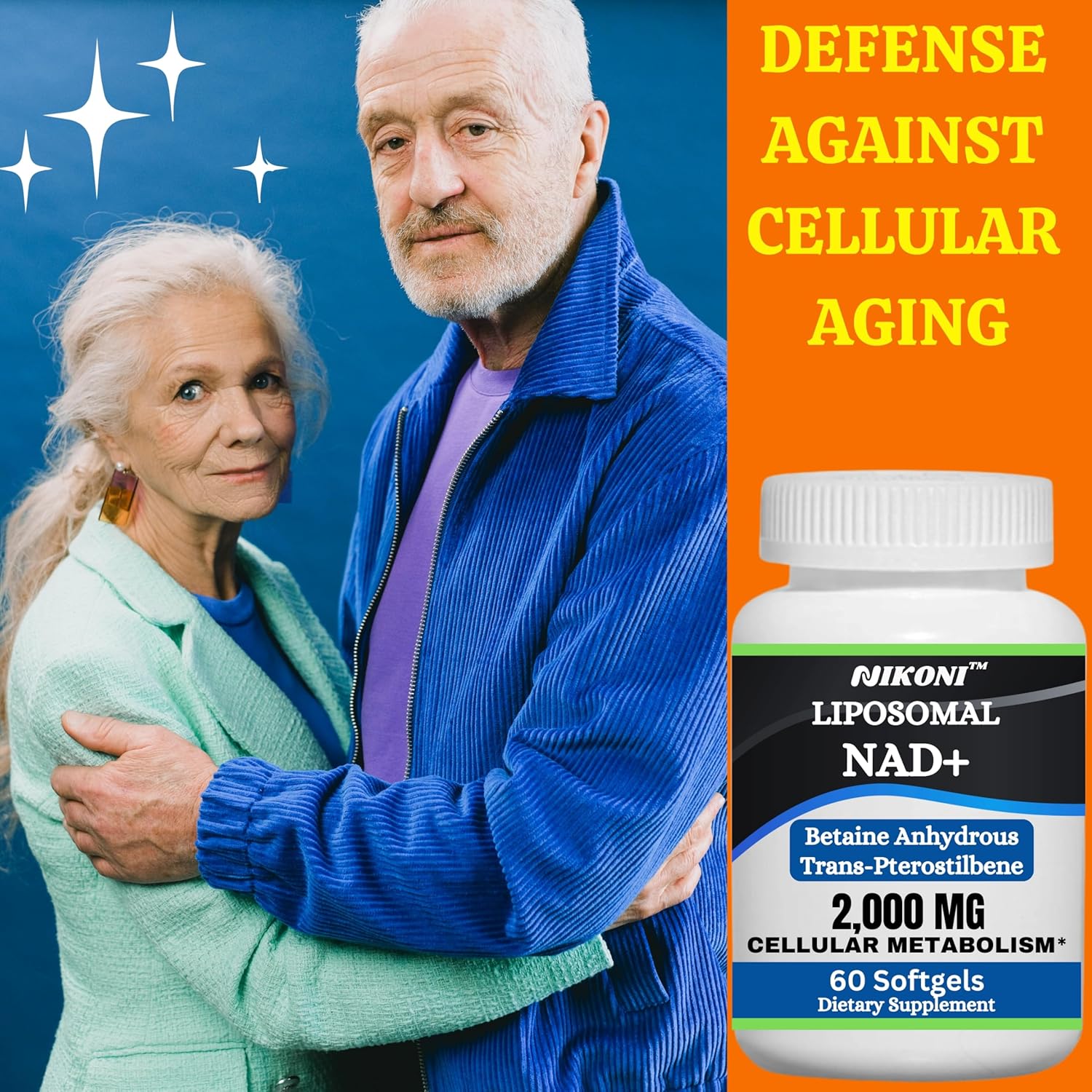 Nikoni Liposomal NAD+ 2000 mg Softgels with TMG and Pterostilbene for Healthy Aging