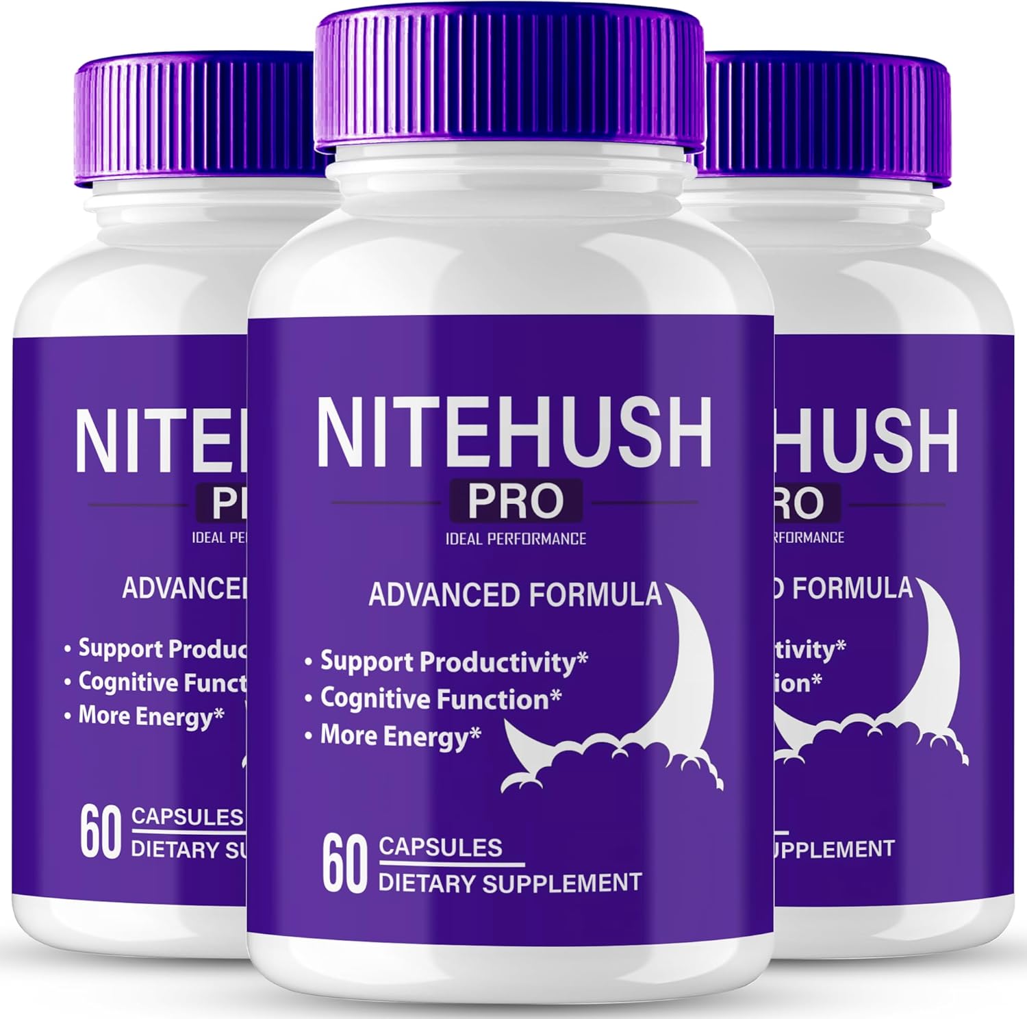 NiteHushPro Brain Supplements Capsules - Advanced Formula for Memory, Focus, and Brain Health - Maximum Strength Nootropics - All Natural Support - 3 Pack