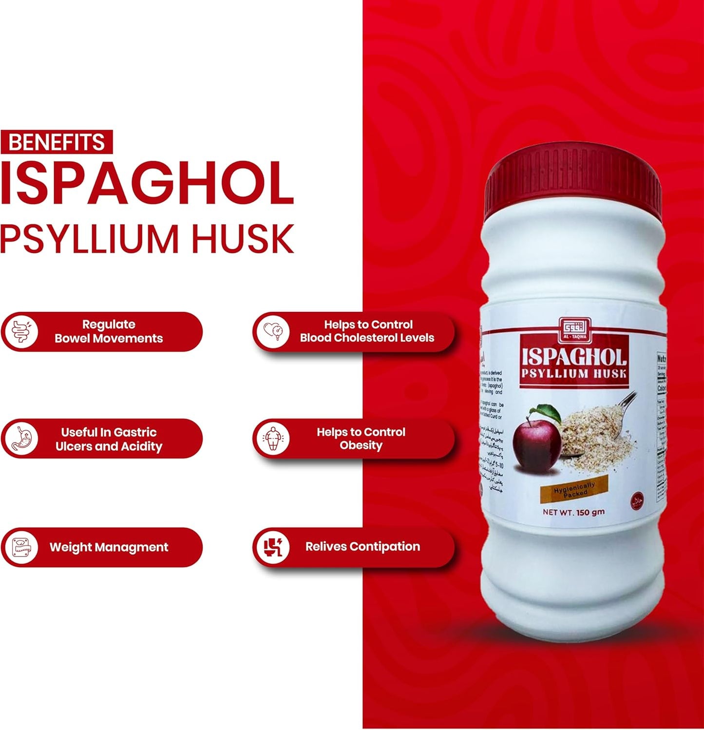 Non-Flavored Psyllium Husk Powder for Digestive Health - High Fiber Isabgol Ispagol Supplement