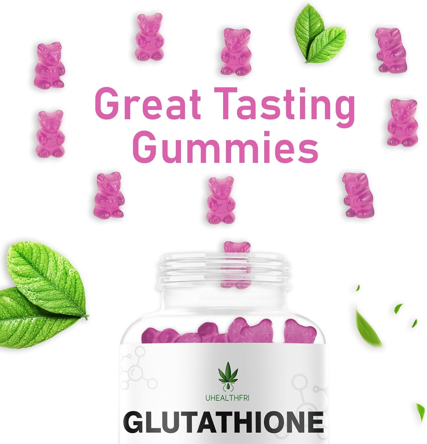 Non-GMO Gluten-Free Glutathione Collagen Gummies for Hair, Skin, Nails, Muscles, and Joints - Skin Whitening Supplement for Women and Men by Uhealthfri