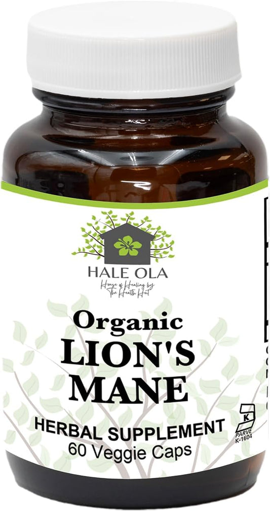Non-GMO Kosher Lion's Mane Mushroom Capsules for Cognitive Function & Nerve Health
