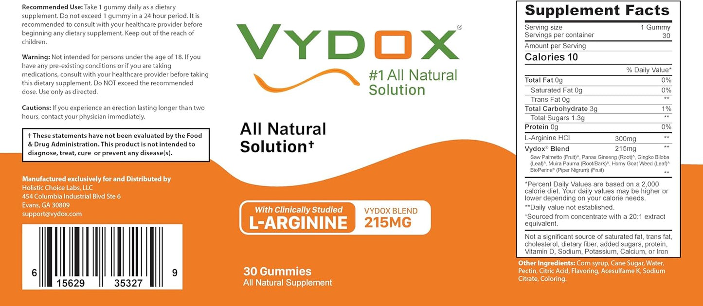 Non-GMO L-Arginine Gummy Supplement for Muscle Support - 30 Count