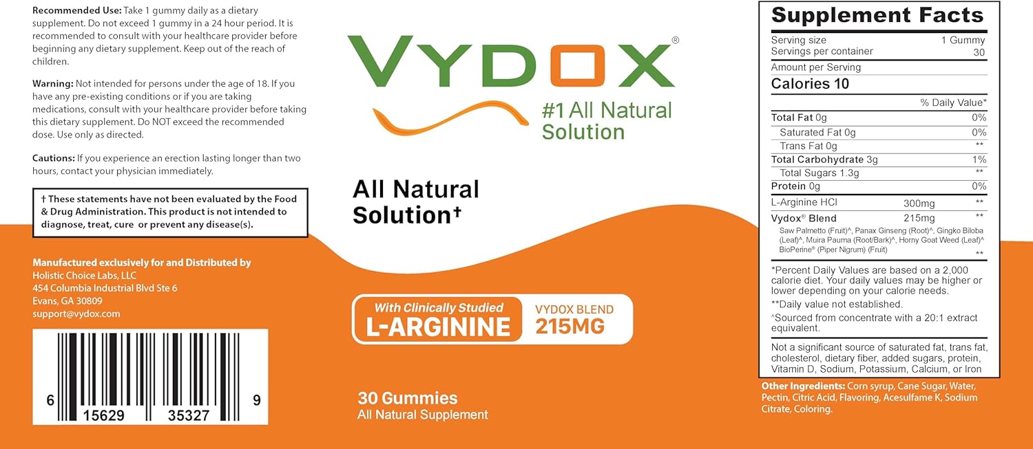 Non-GMO L-Arginine Gummy Supplement for Muscle Support - 30 Count