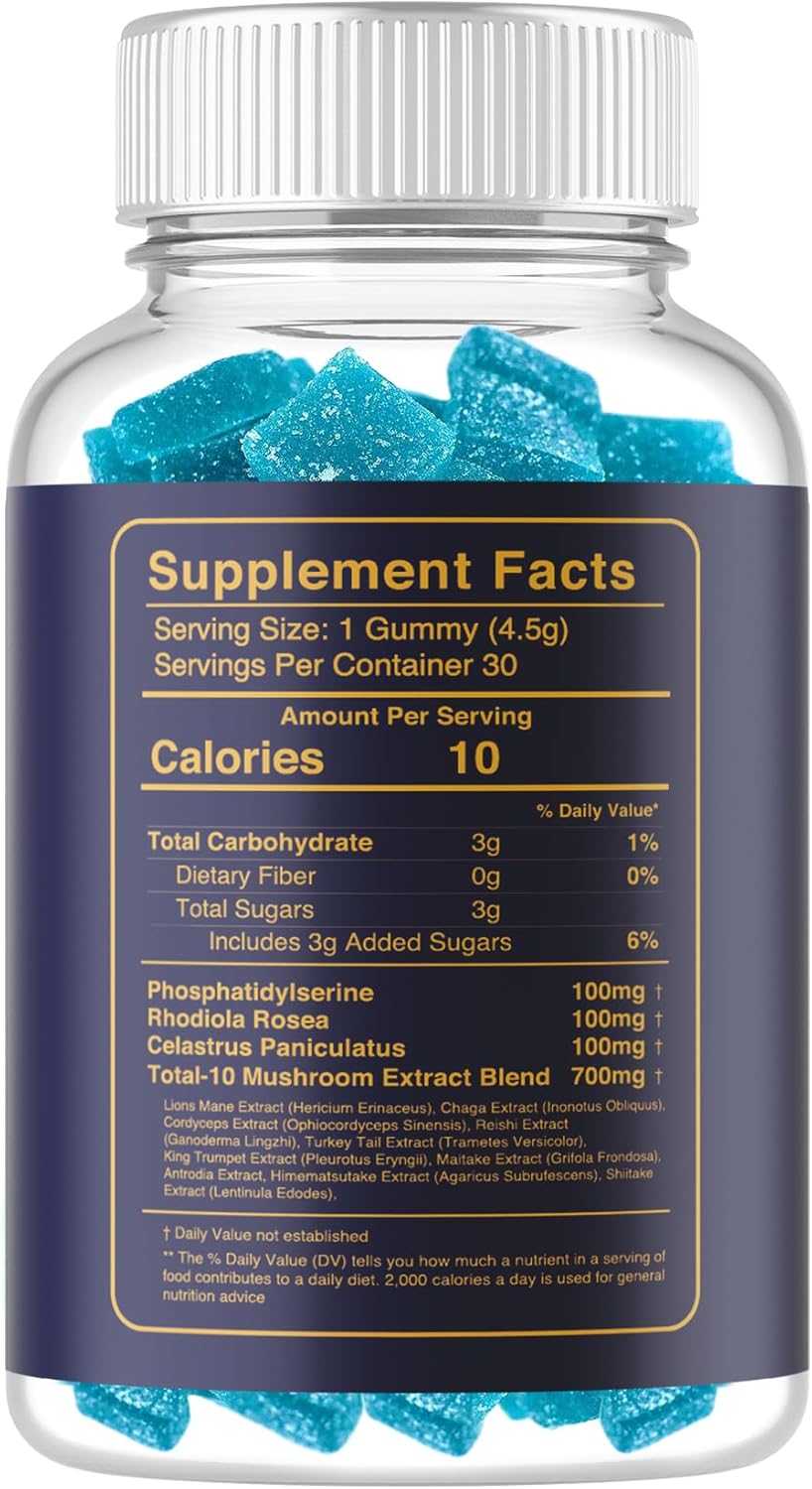 Nootropic Gummies for Memory and Focus - Shroom IQ Brain Supplements for Enhanced Cognitive Function