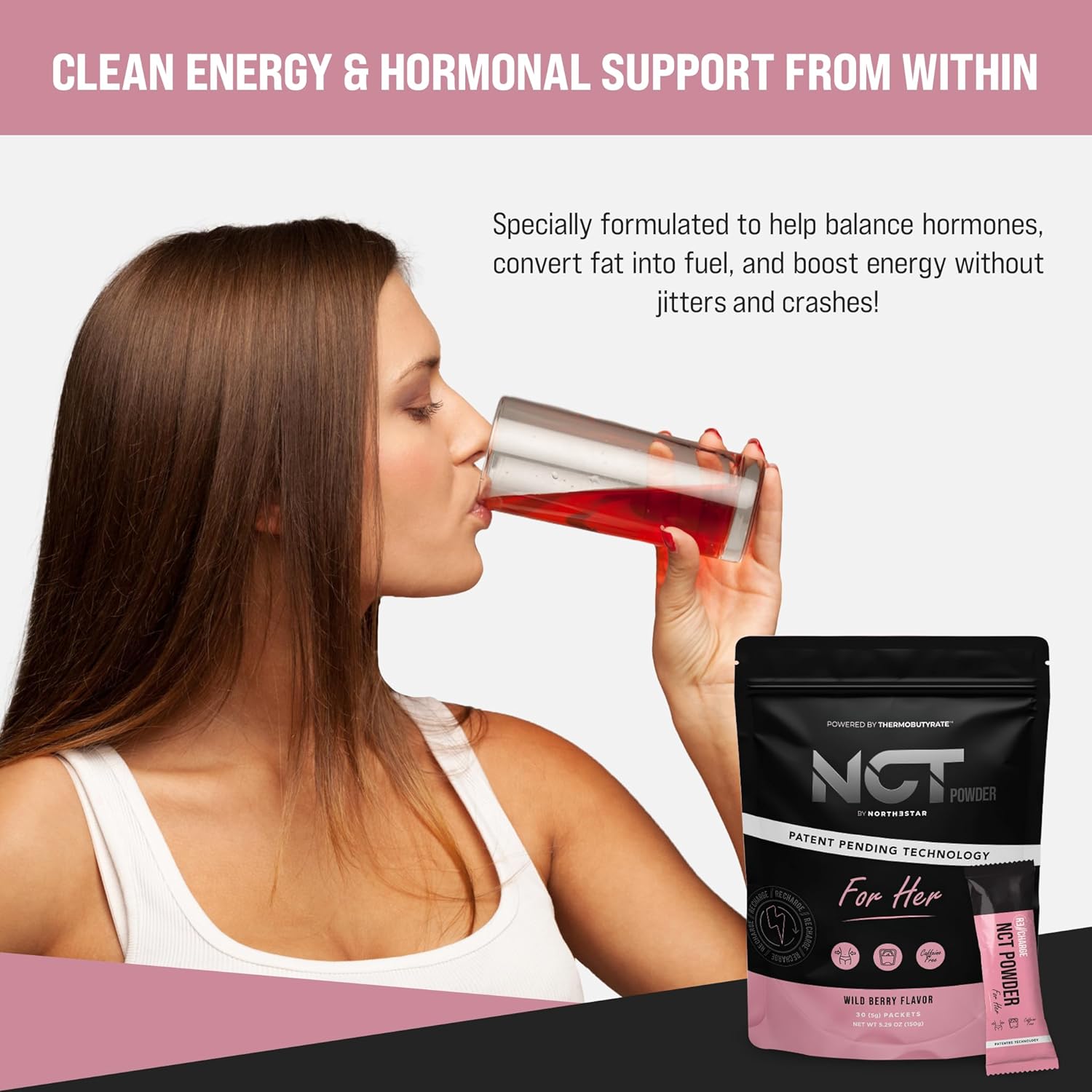 Northestar NCT Powder: Wild Berry Flavor for Women - 30 Packets