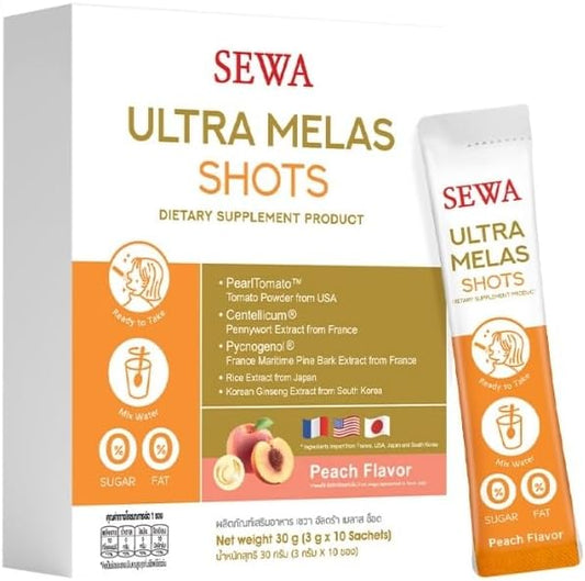 Nourish Skin Health with Generic VitaminxSewa Ultra Melas Shots in Peach Flavor - 10 Ready-to-Take Sachets
