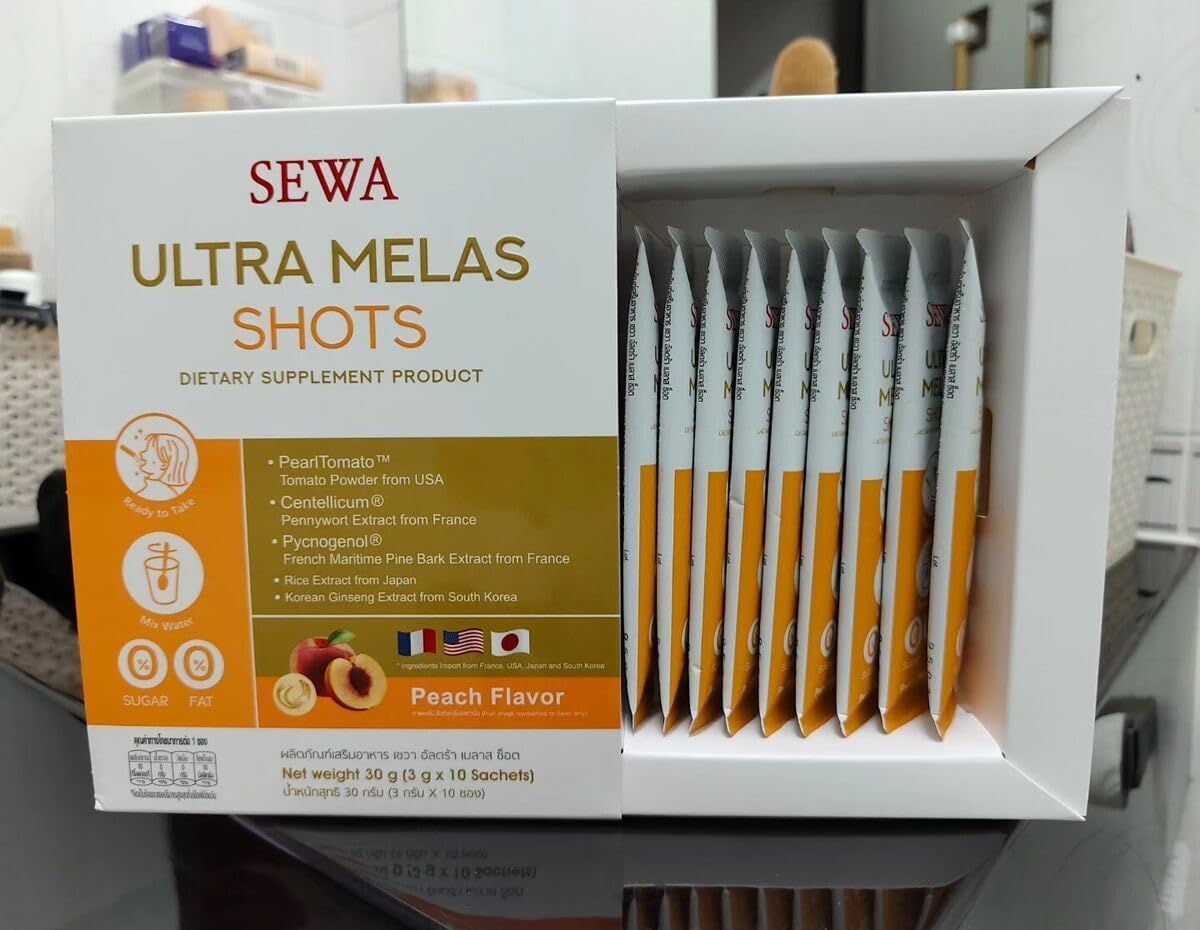 Nourish Skin Health with Generic VitaminxSewa Ultra Melas Shots in Peach Flavor - 10 Ready-to-Take Sachets