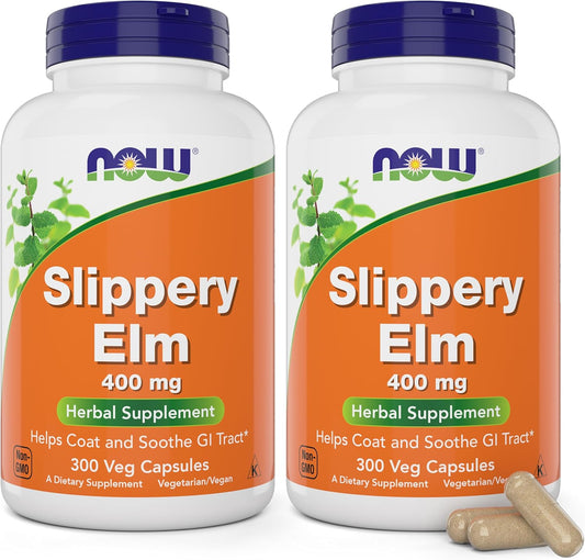 NOW Foods Slippery Elm 400 mg - 600 Vegetarian Capsules