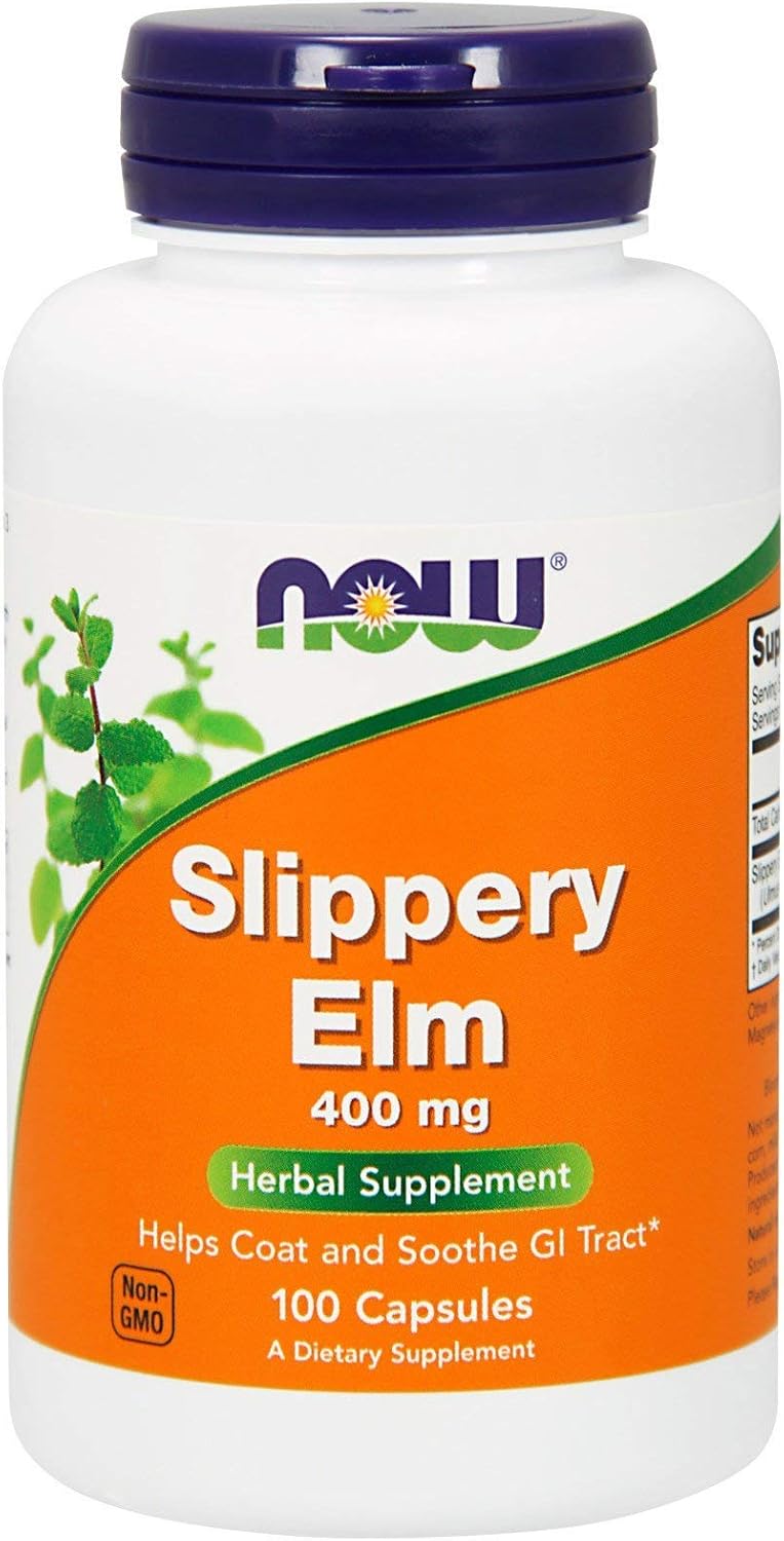 Now Foods Slippery Elm 400mg 100 Capsules - Pack of 3 | Digestive Support Supplement