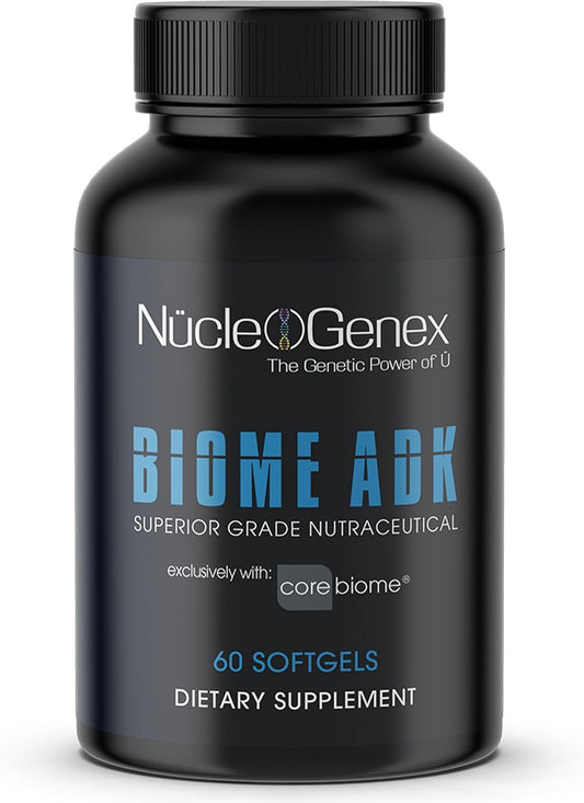 NucleOGenex Biome ADK Capsules with CoreBiome Tributyrin for Gut Health and Energy Boost - 60 Count