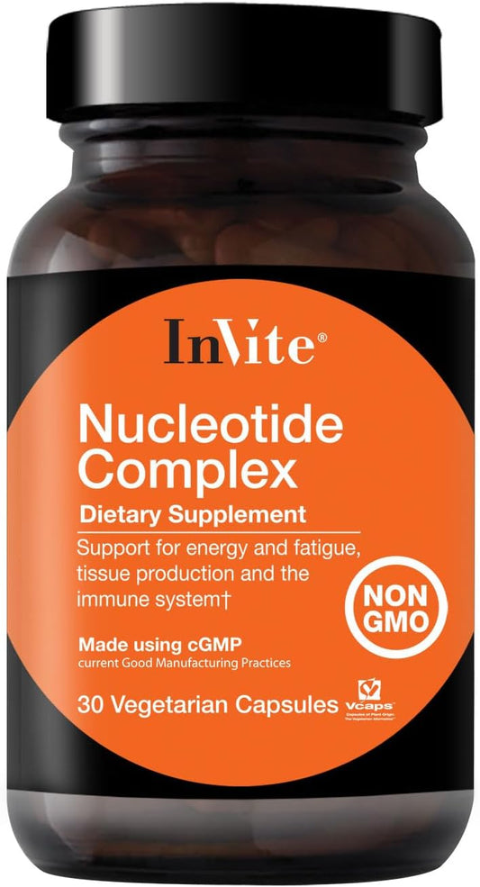 Nucleotide Complex Blend 400mg for Immune Health & Energy - 30 Veg Caps (2-Pack) - AMP, CMP, GMP, UMP - Invite Health