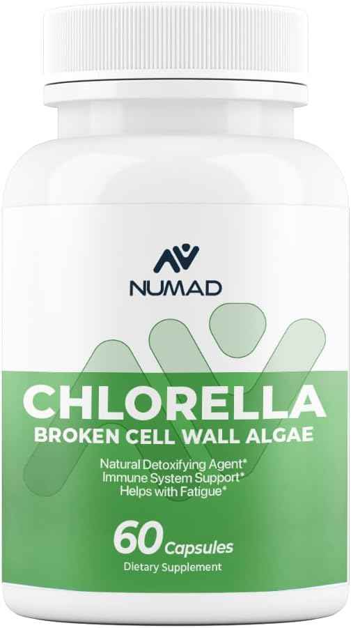 NUMAD Chlorella Broken Down Cell Wall - Liver Cleanse Detox & Repaid Formula -Superfood and Detox Supplement - Helps Eliminate Free Radicals - 60 Capsules 500mg per Capsule
